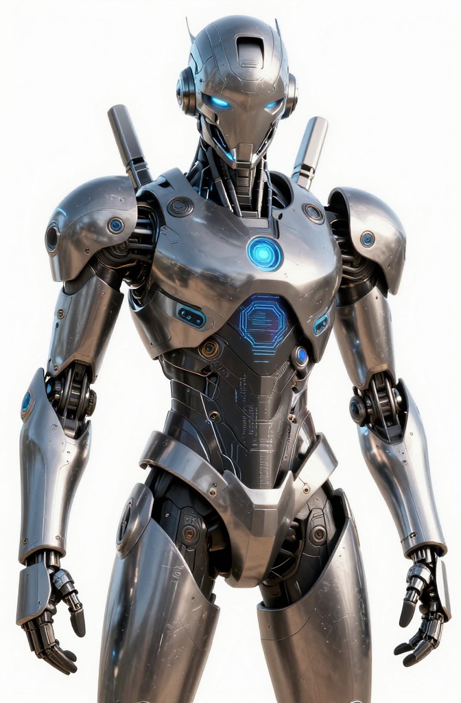 futuristic robot character, anime style, metallic 