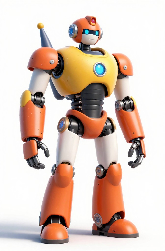 robotic character concept art, vibrant colors, pro