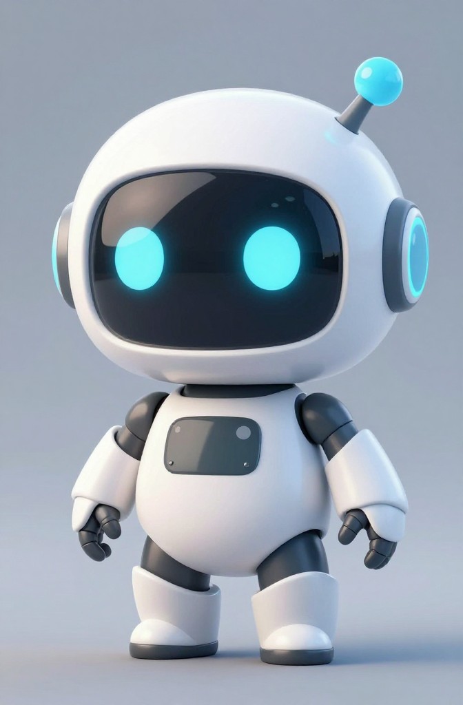 cute robot mascot, chibi style, adorable, high qua