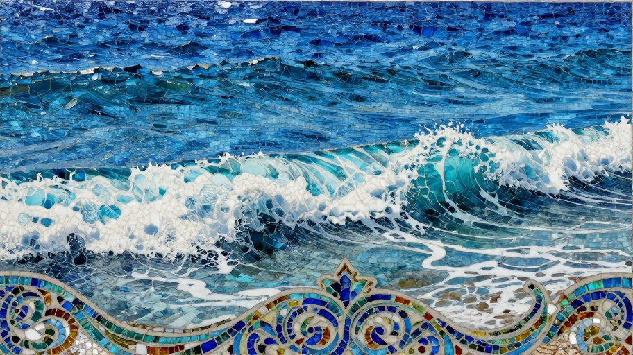 OCEAN WAVES - Glass Mosaic