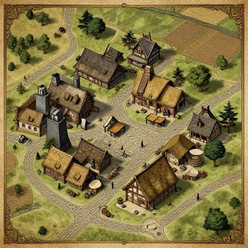 MEDIEVAL VILLAGE - Classic Cartography