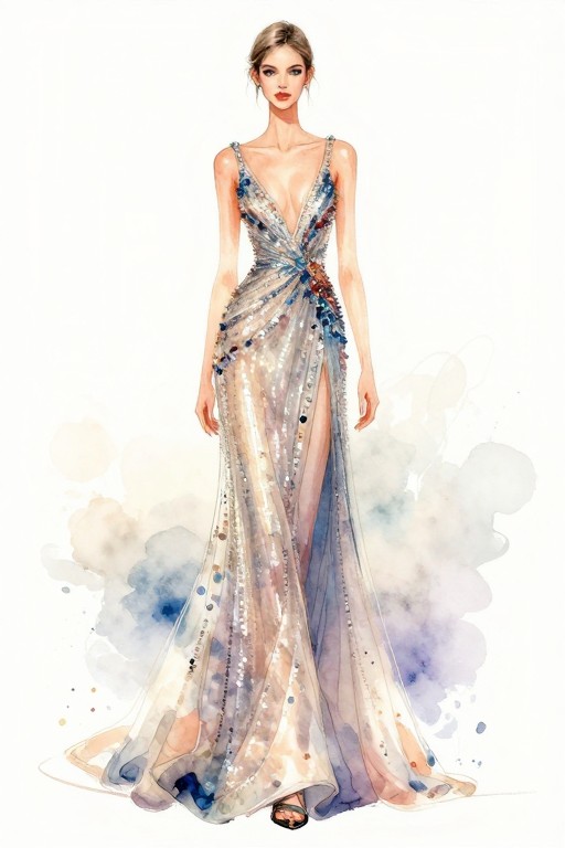 EVENING GOWN - Watercolor