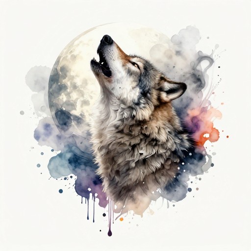 HOWLING WOLF - Watercolor 3D