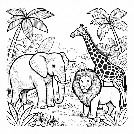 JUNGLE ANIMALS - Classic Line Art