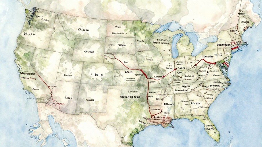 US ROAD TRIP - Watercolor