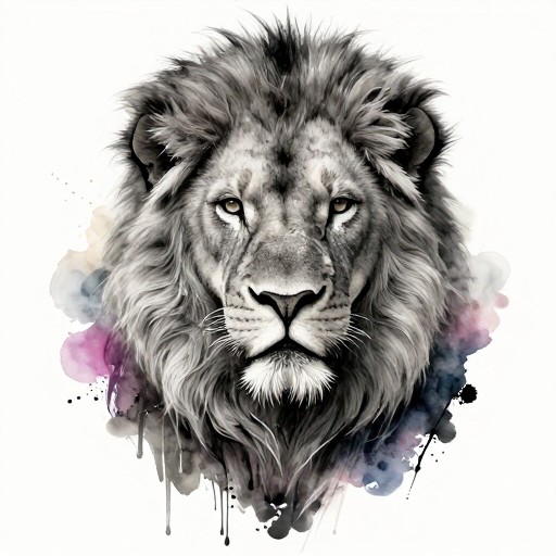 LION PORTRAIT - Watercolor 3D