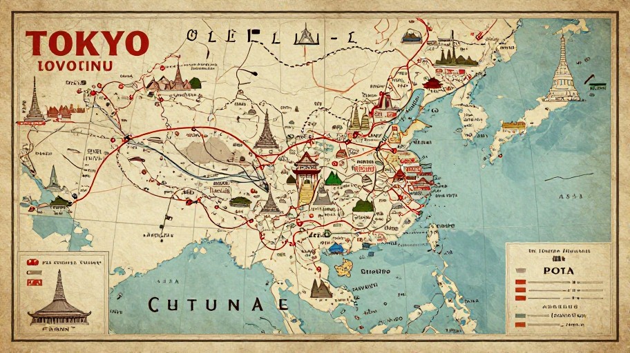 ASIA ADVENTURE - Vintage Postcard