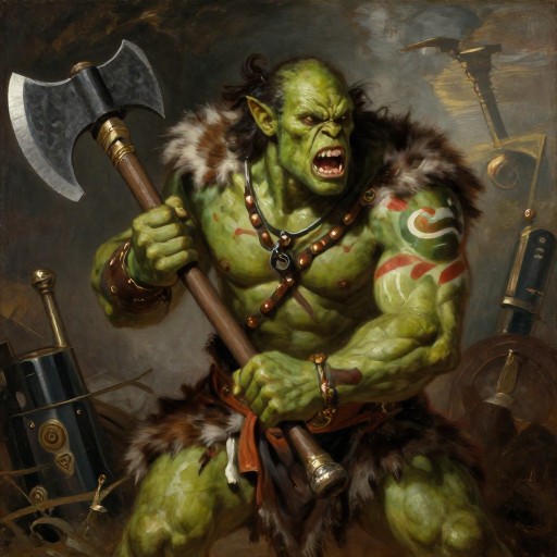 ORC BARBARIAN - Oil Painted