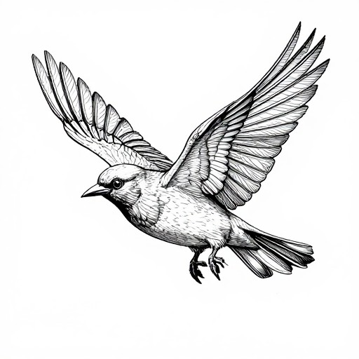 BIRD IN FLIGHT - Technical Pen