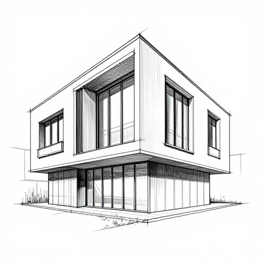 PENCIL BUILDING - Line Drawing