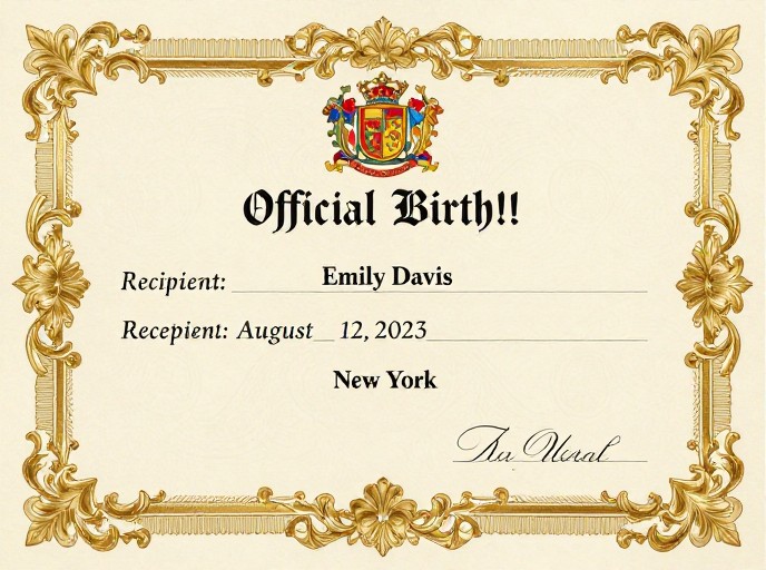BIRTH CERTIFICATE - Ornate Luxury
