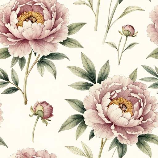 VINTAGE PEONIES - Botanical Illustration