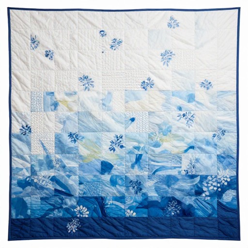 BLUE FLORAL - Art Quilt