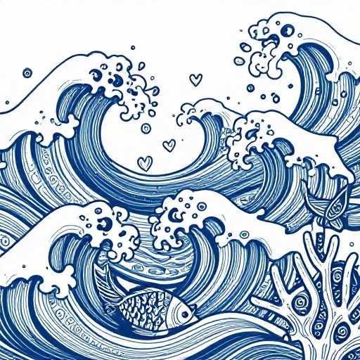 OCEAN WAVES - Whimsical Doodle