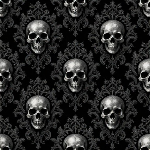 SKULL DAMASK - Traditional Gothic