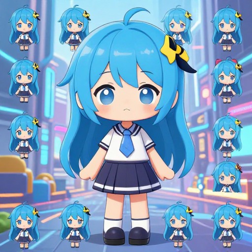 BLUE HAIR GIRL - Chibi Cute