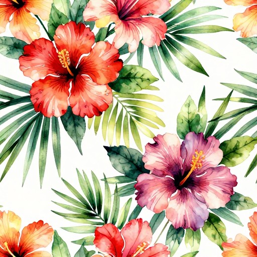TROPICAL HIBISCUS - Watercolor