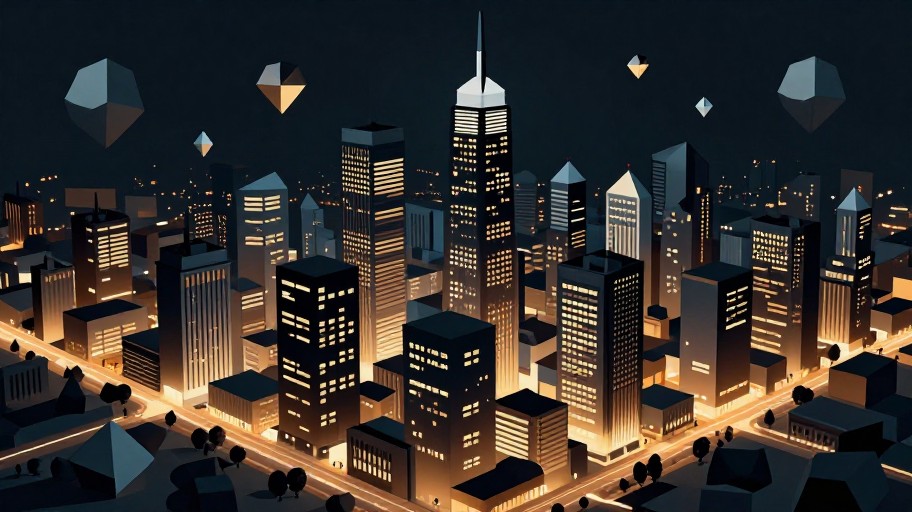 NIGHT CITYSCAPE - Geometric 3D