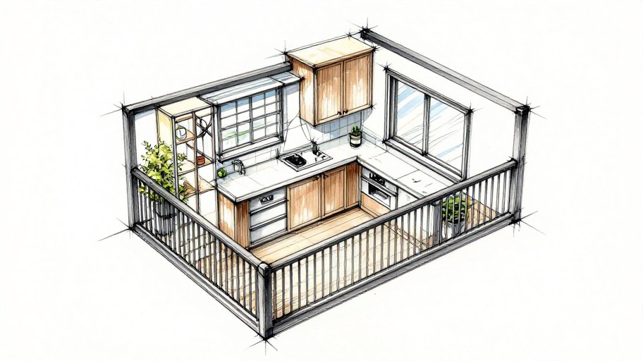 SMALL APARTMENT - Hand Sketched