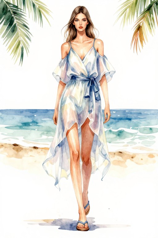 BEACH VACATION - Watercolor