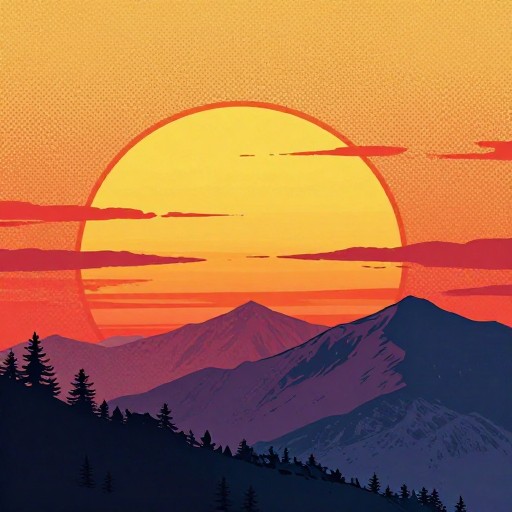 SUNSET MOUNTAINS - Pop Art