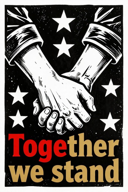 UNITY STRENGTH - Woodcut Print