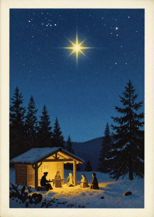 STARRY NIGHT - Vintage Postcard