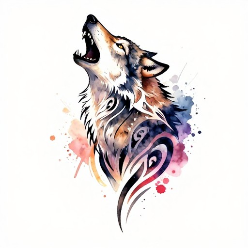 TRIBAL WOLF - Watercolor