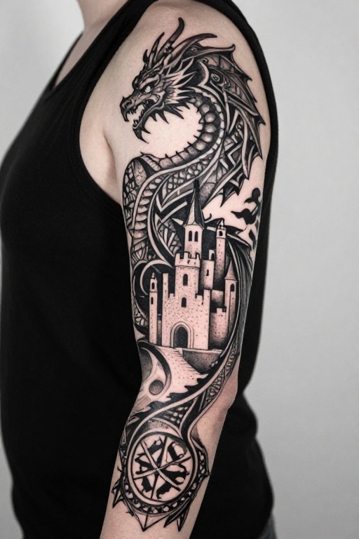 FANTASY DRAGON - Blackwork