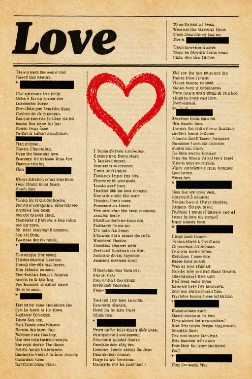 LOVE HEART - Newspaper Cut