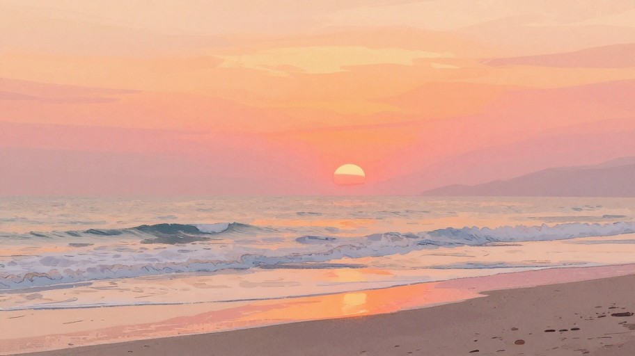 BEACH SUNSET - Watercolor