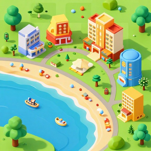 BEACH RESORT - Isometric 3D