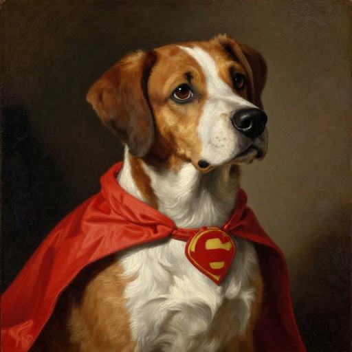 SUPERHERO DOG - Oil Painting