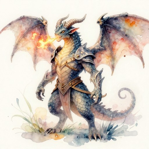 HALF-DRAGON - Watercolor