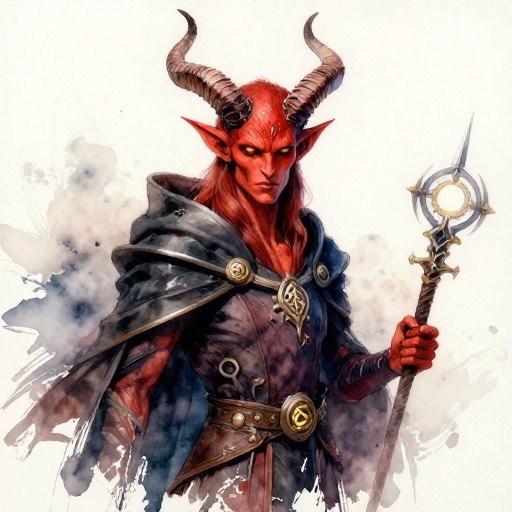 TIEFLING WARLOCK - Watercolor