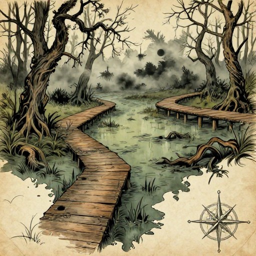 SWAMP CROSSING - Hand-Drawn