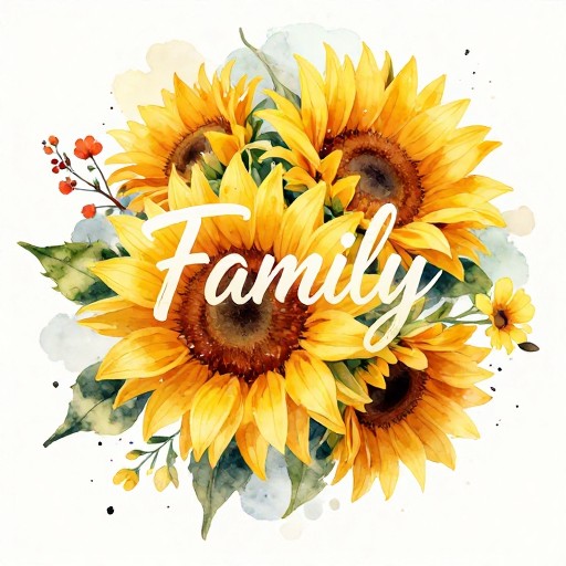 FAMILY SUNFLOWER - Watercolor