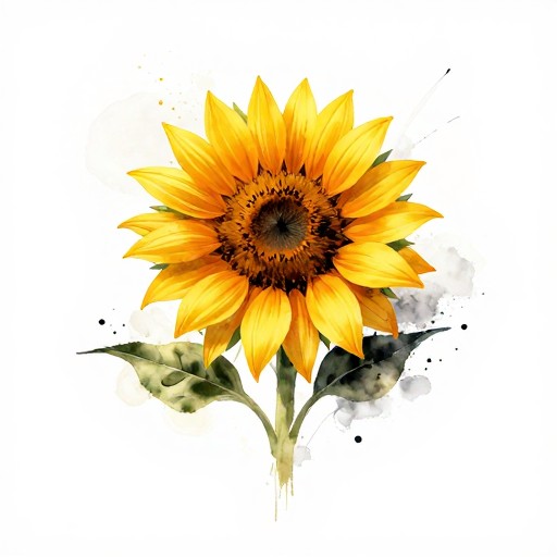 TRADITIONAL SUNFLOWER - Watercolor