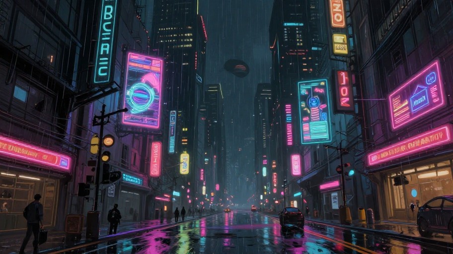 CYBERPUNK CITY - Hand-Painted