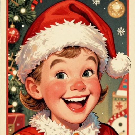 SANTA HAT - Vintage Postcard