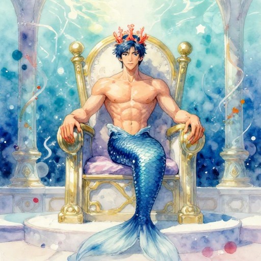 MERMAN PRINCE - Watercolor