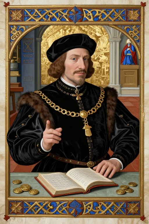 RENAISSANCE MERCHANT - Illuminated Manuscript