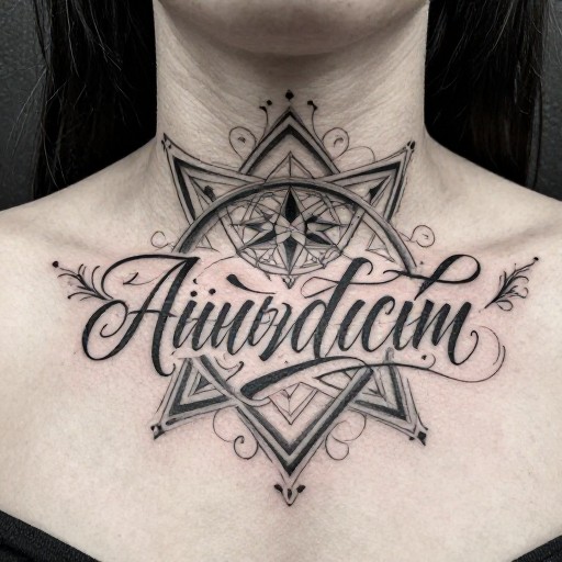 GEOMETRIC NECK - Script Lettering