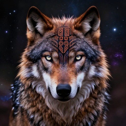 COSMIC WOLF - Tribal Art