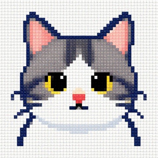 CAT CROSS STITCH - Simplified Colors