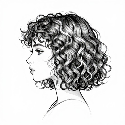 TRENDY CURLY BOB - Hair Sketch