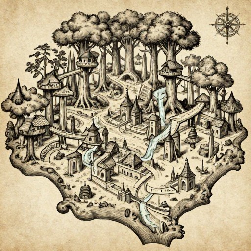 ELVEN FOREST - Hand-Drawn