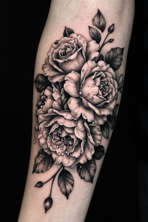 FLORAL ARM - Black & Grey