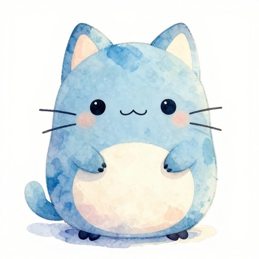BLUE CAT - Soft Watercolor
