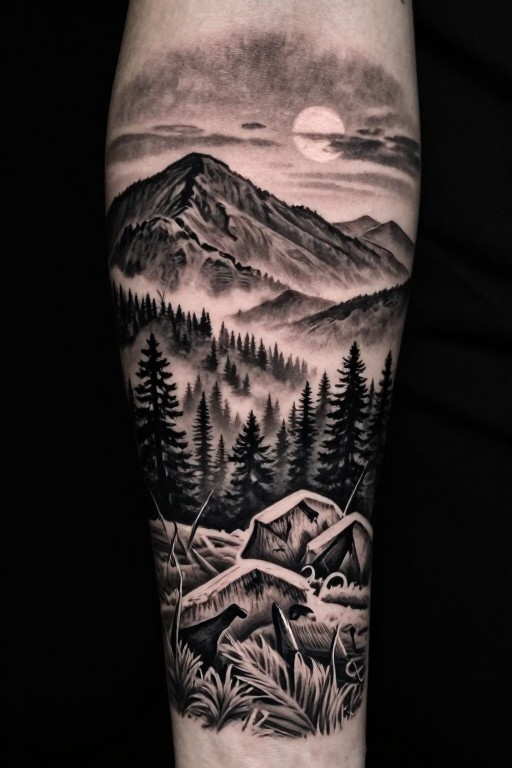 NATURE SCENE - Black & Grey